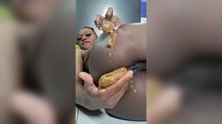 African ebony fat shit in hand and eats it, ScatKings.com Scat Porn 17 ScatKings.com Scat Porn