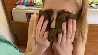 Hot girl shitting on floor and smearing it on herself, ScatKings.com Scat Porn 16 ScatKings.com Scat Porn